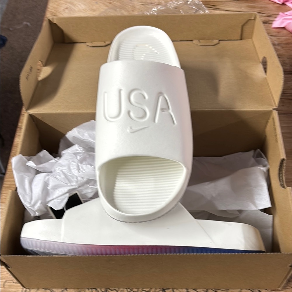 Nike Calm Slide White USA Olympic Edition sz 10